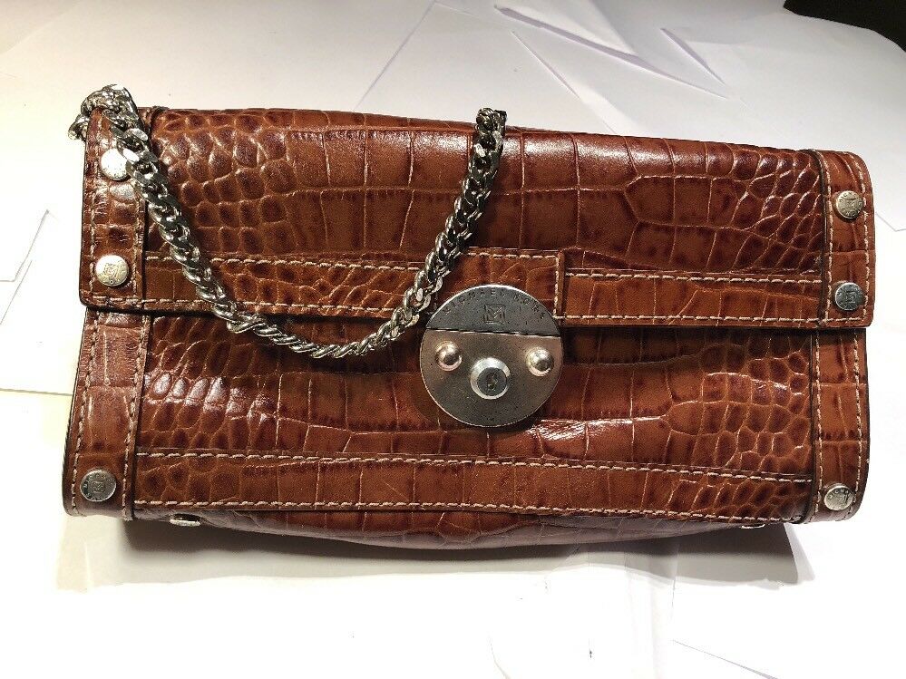 Michael Kors Brown Leather Small Shoulder Bag with Chain Strap