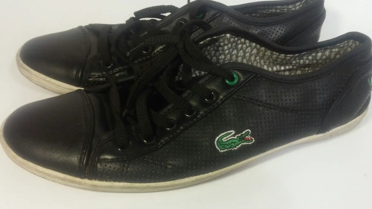 LACOSTE BLACK GENUINE LEARHER MEN AHOES US 255. ERU40 by Lacoste