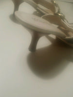 Michael kors canvas thong sandals 2 inch heel and gold hardware