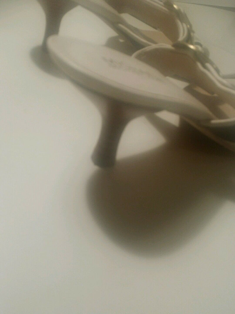 Michael kors canvas thong sandals 2 inch heel and gold hardware