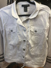 Ashley Stewart Size 18/20 hooded white linen jacket