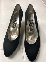 Salvatore Ferragamo Black Nylon Classic Pumps 7 B Italy