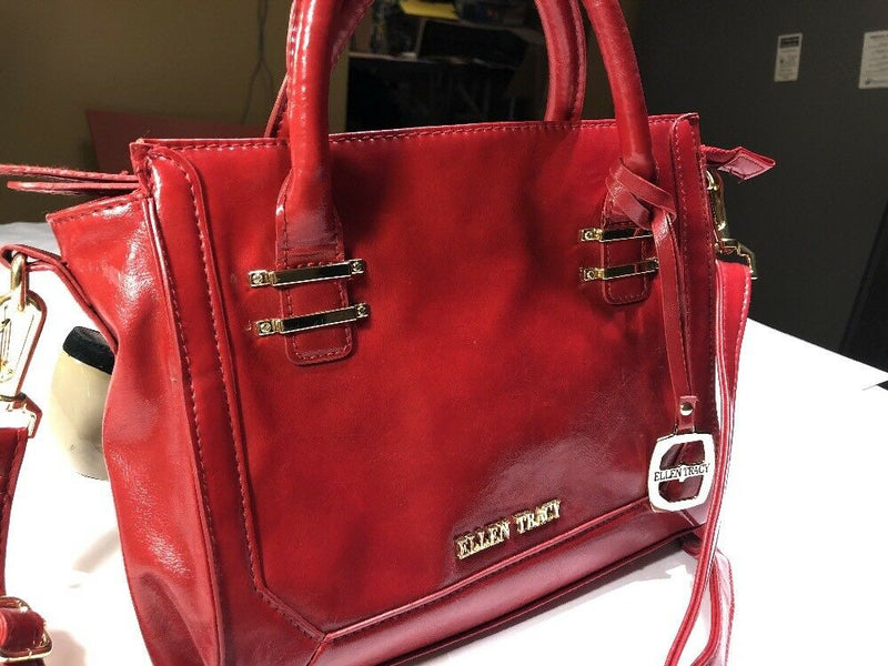 ️Near Mint ELLEN TRACY Red Faux Leather Crossbody Shoulder Bag Purse️