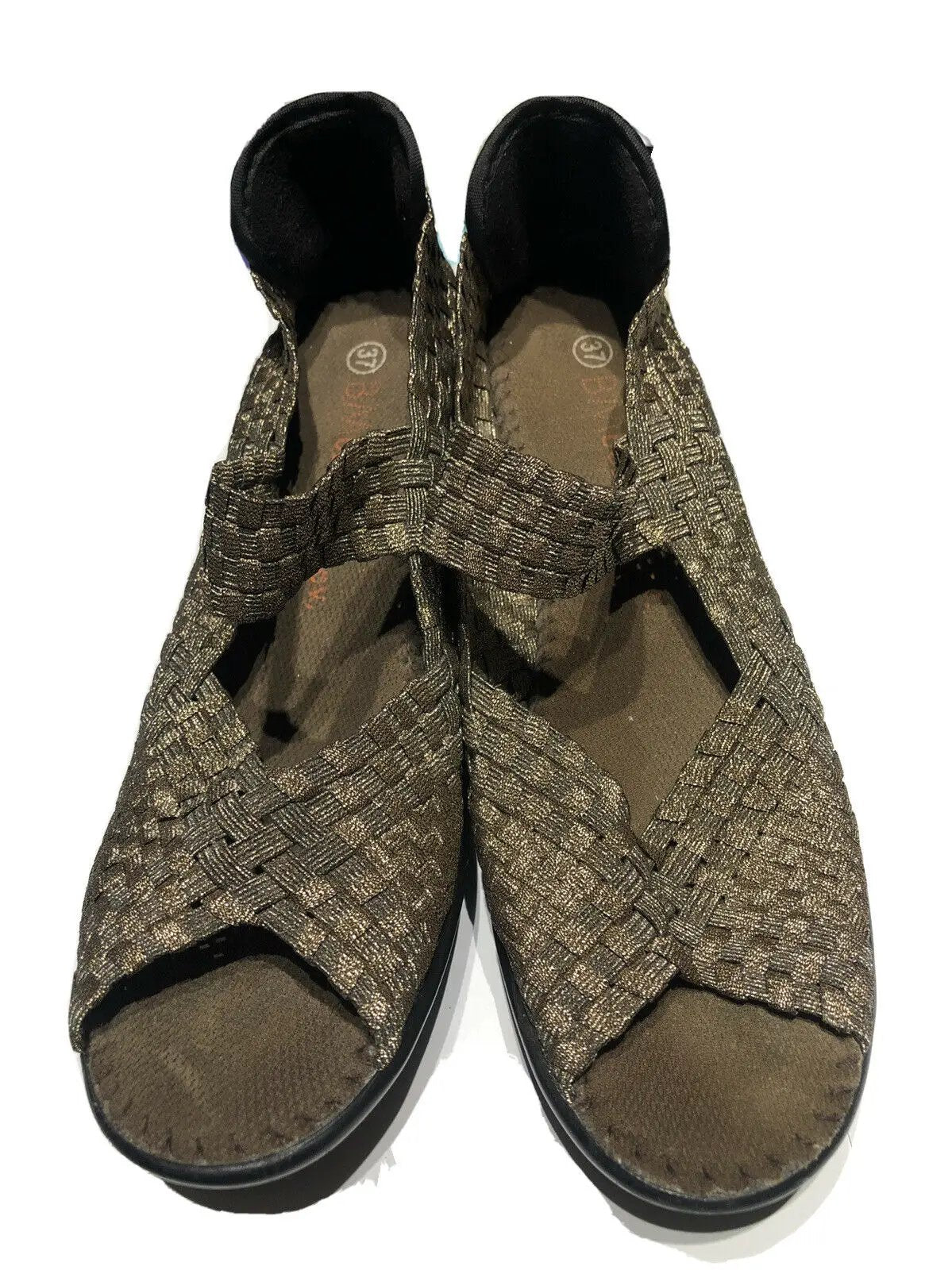 Bernie Mev US Size Woven Bronze/Gold Mary Jane Peep Toe WOMEN EUR37 by Bernie Mev