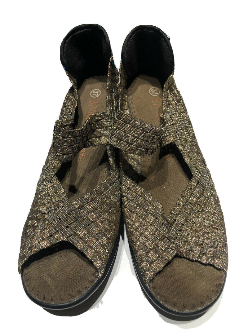 Bernie Mev US Size Woven Bronze/Gold Mary Jane Peep Toe WOMEN EUR37