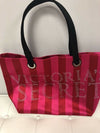 Victoria's Secret Large Satin Rhinestone Bling Black Straps Hot Pink Tote Bag