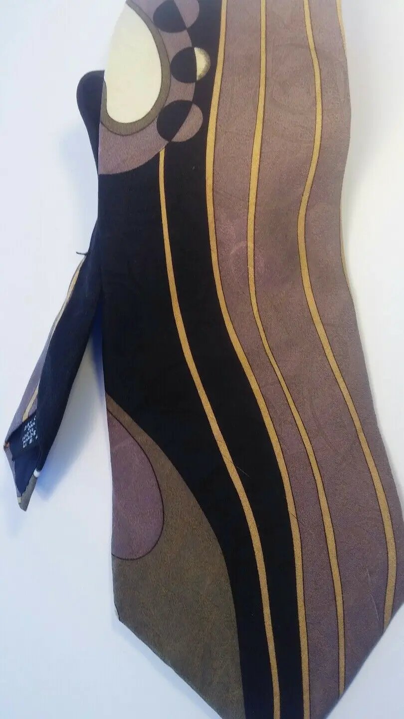 MEN NECK TIES 100% SILK PORTOFINO LE COLLECTION STONE brown black flowery by DALEY1DEALS,LLC.