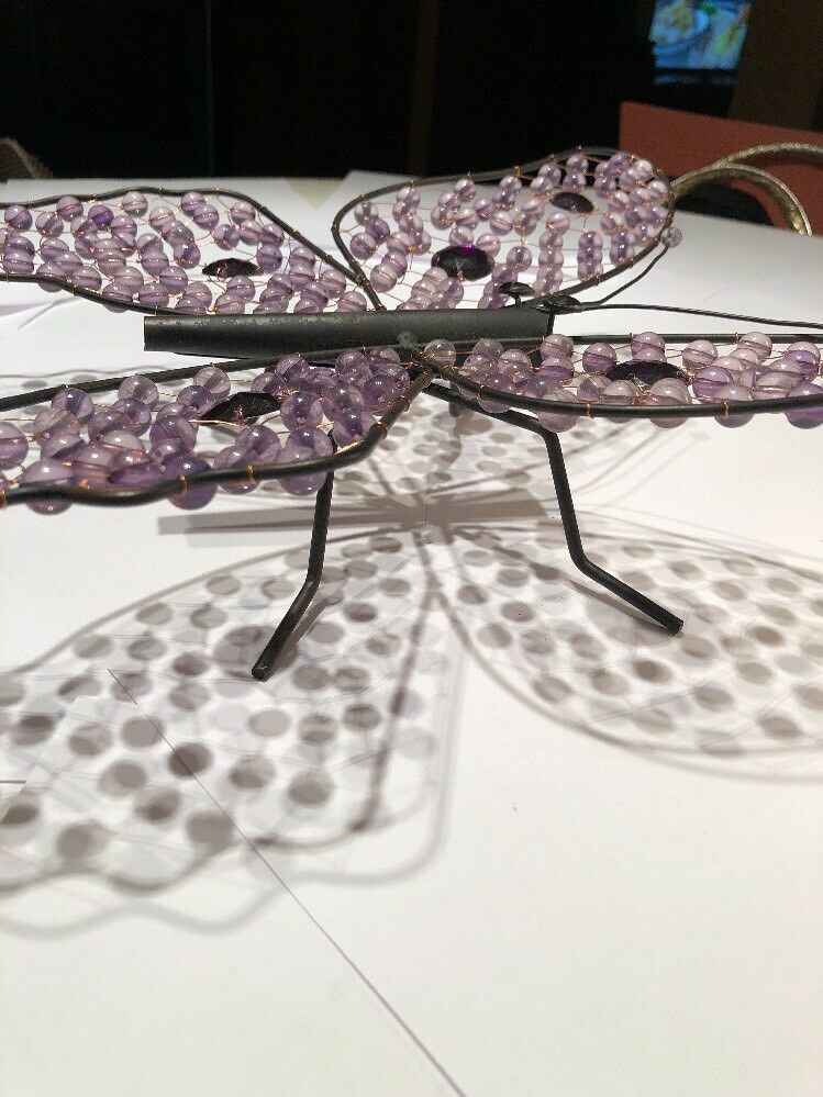 Purple Large Beaded Landed Butterfly