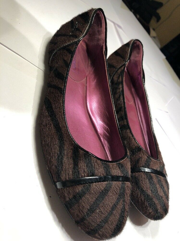 Women's Coach Zebra Fur Poppy Flat Size 7