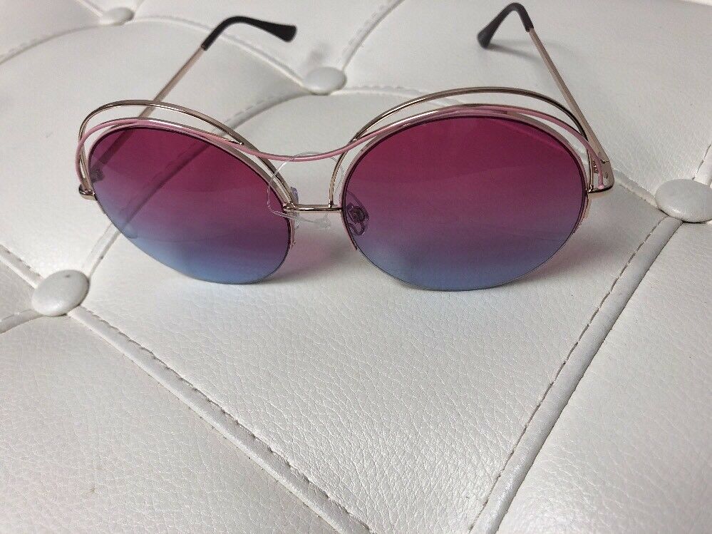 Round Oversized Gold Rim Sunglasses
