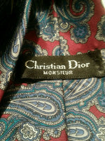 CHRISTIAN DIOR MONSIEUR RED BLUE FLORAL PAISLEY SILK NECKTIE TIE MOC0516A #T20