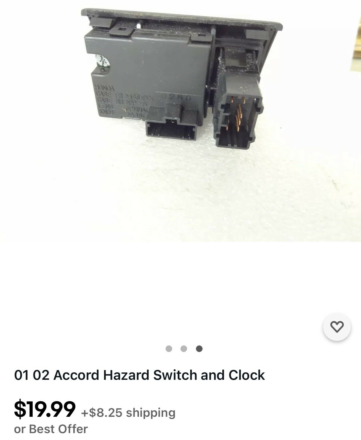 01 02 Accord Hazard Switch and Clock