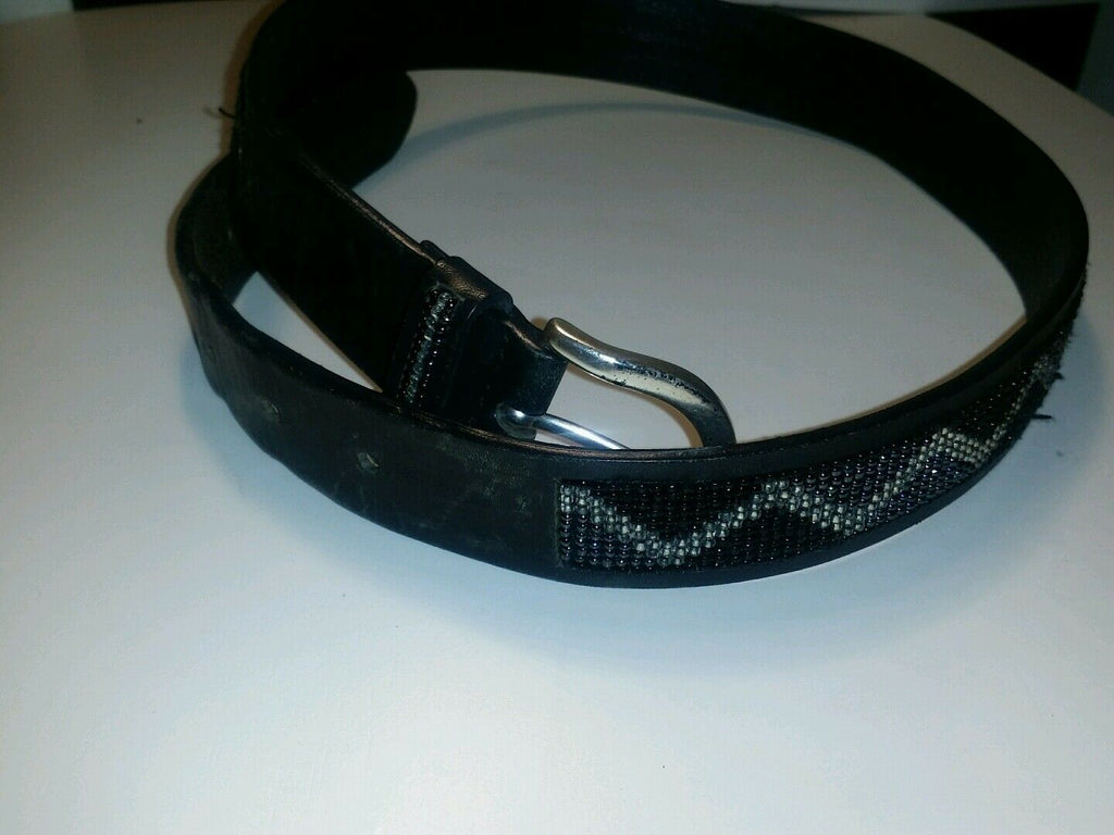 The limited black leather sequin solid brass buckle.