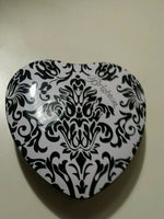 BRIGHTON HEART JEWELRY BOX CHARM COLLECTIBLE black and white TIN BOX