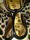 Sam eldem 3 inch strappy pump ivory white with black linning leopard soles