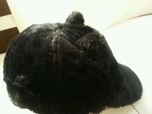 girls hm furry black animal ear cap size 6-8