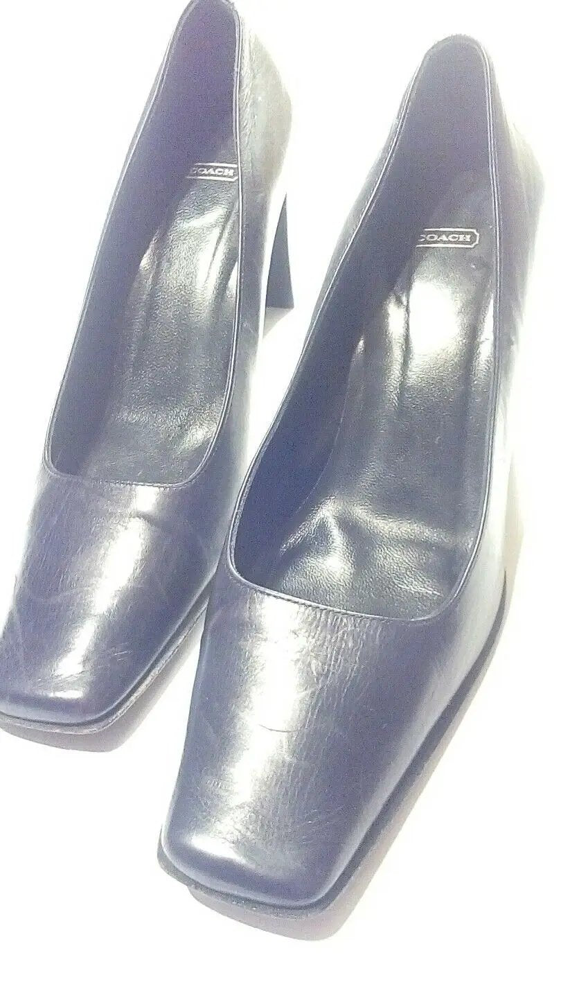 COACH 6B Black Leather Versatile Heels Pumps Italy by Coach