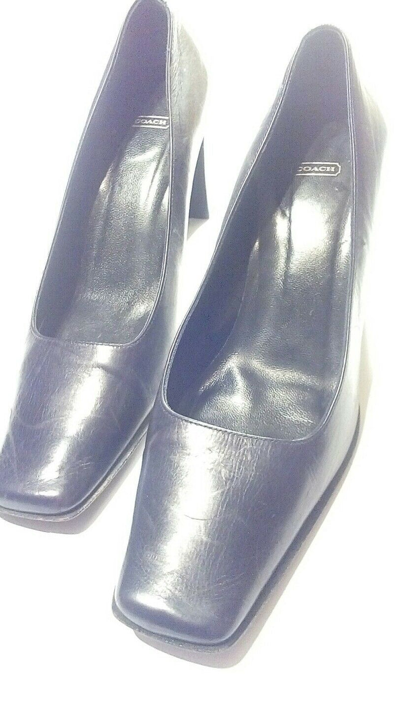 COACH 6B Black Leather Versatile Heels Pumps Italy