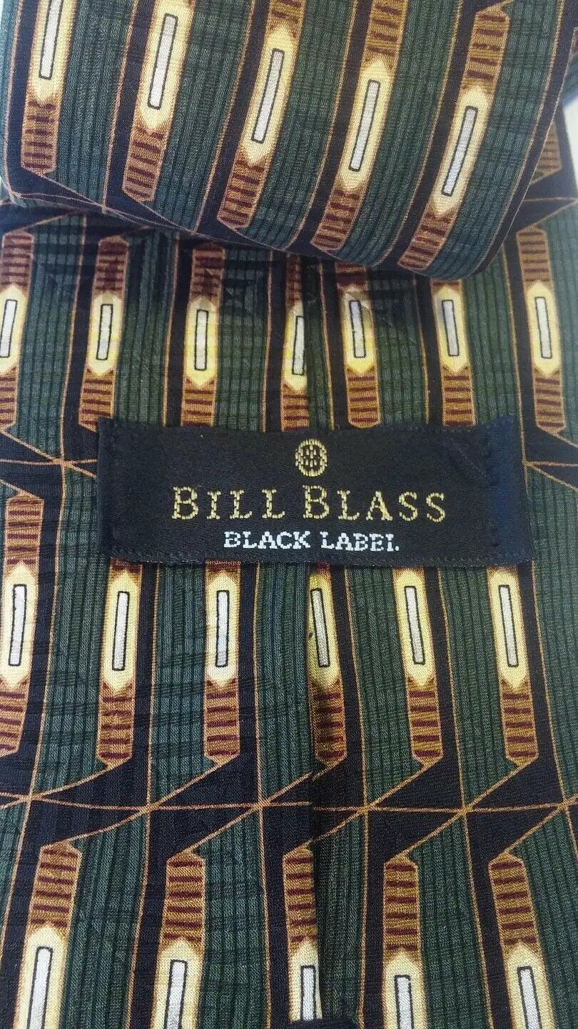 MEN NECK TIES 100% ITALY brown black . flowery. BILL BLASS . BLACK LABEL. Green by DALEY1DEALS,LLC.