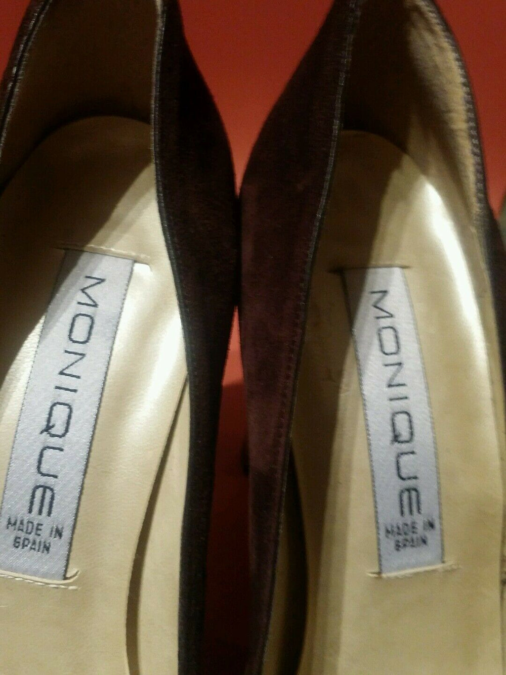 monique brown suede made in spain pumpssize 10m 3 inch heels
