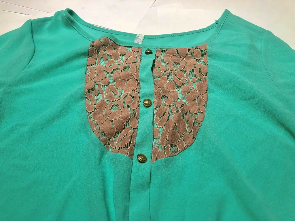 Youth Small Lace Teal Blouse by DALEY1DEALS,LLC.