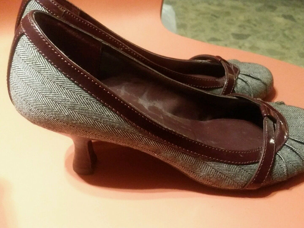 steve madden fabric and patented leather trim pumps 7m