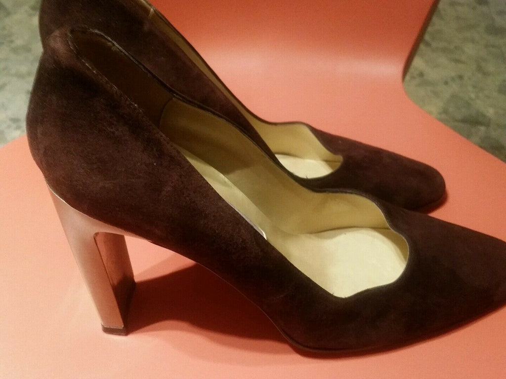 monique brown suede made in spain pumpssize 10m 3 inch heels