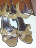Vince Camuto "Catey" Army Green Vachetta Leather Heels Size 7 M Very Nice $110