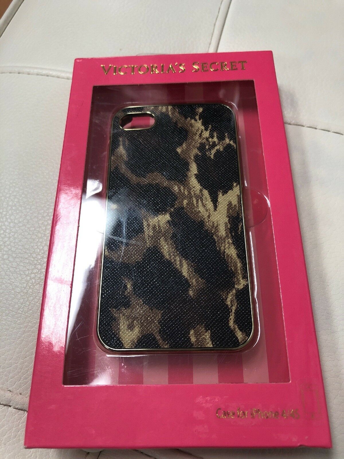 NWT Victoria's Secret iPHONE  4s Hard Phone Case~ Leopard Print Gold VS Logo