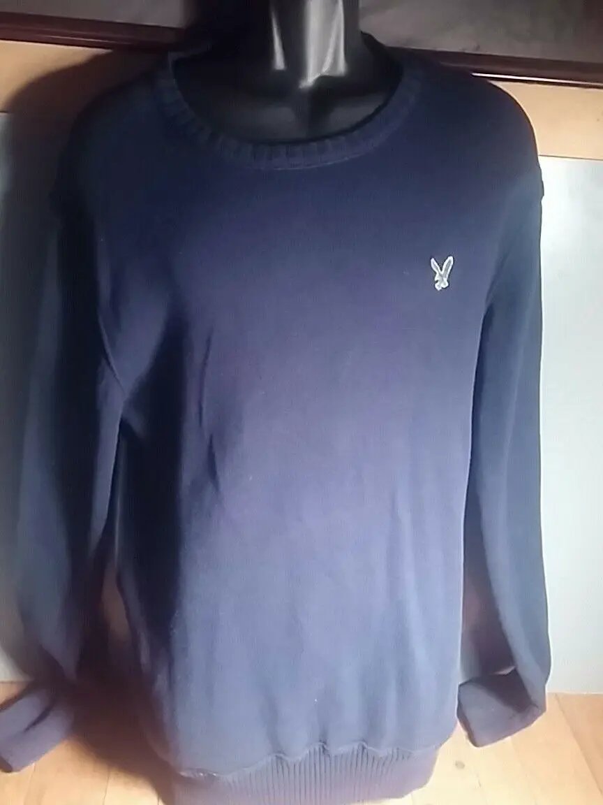 American Eagle large navy blue sweater with a green eagle. by American Eagle Outfitters