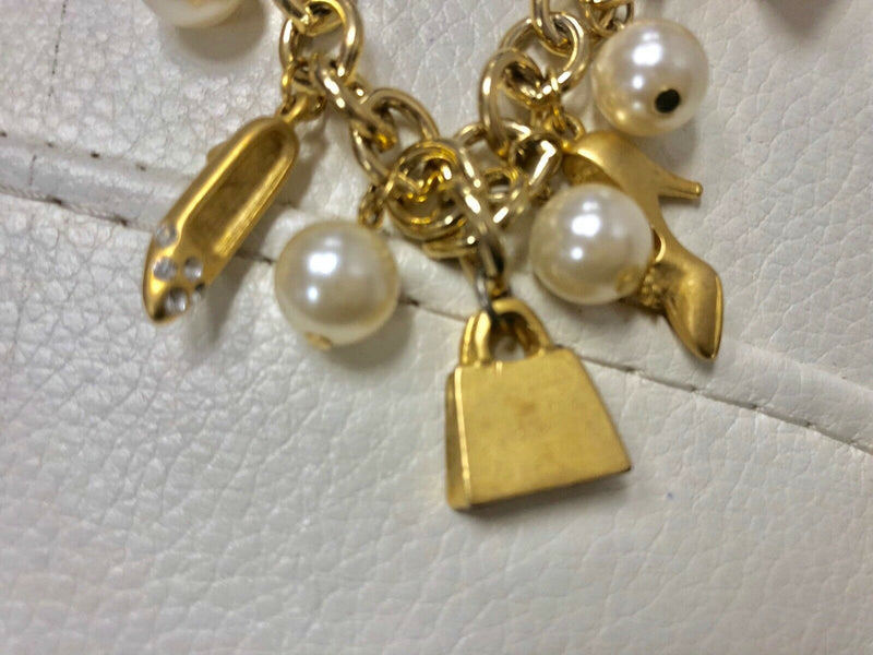 Beautiful Gold Charm Bracelet With Pearls