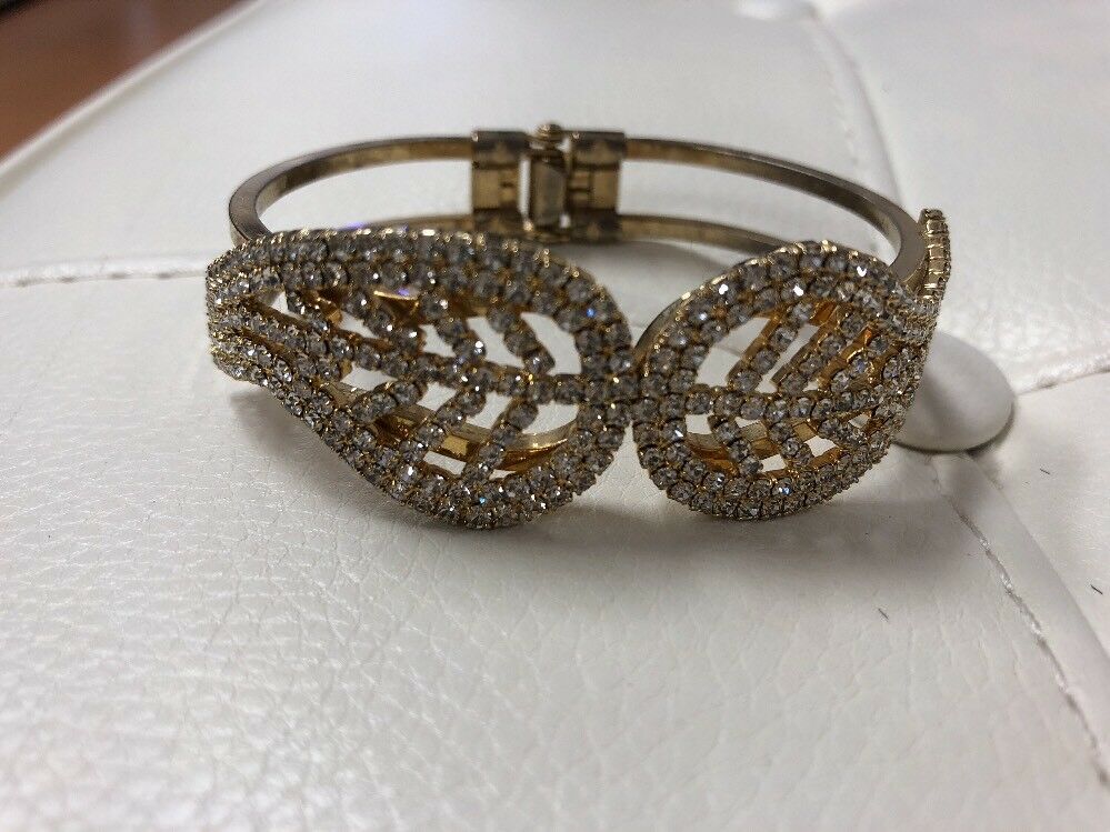 VINTAGE DECO  DESIGNED GOLD & SILVER PLATED  SNAP ON BRACELET