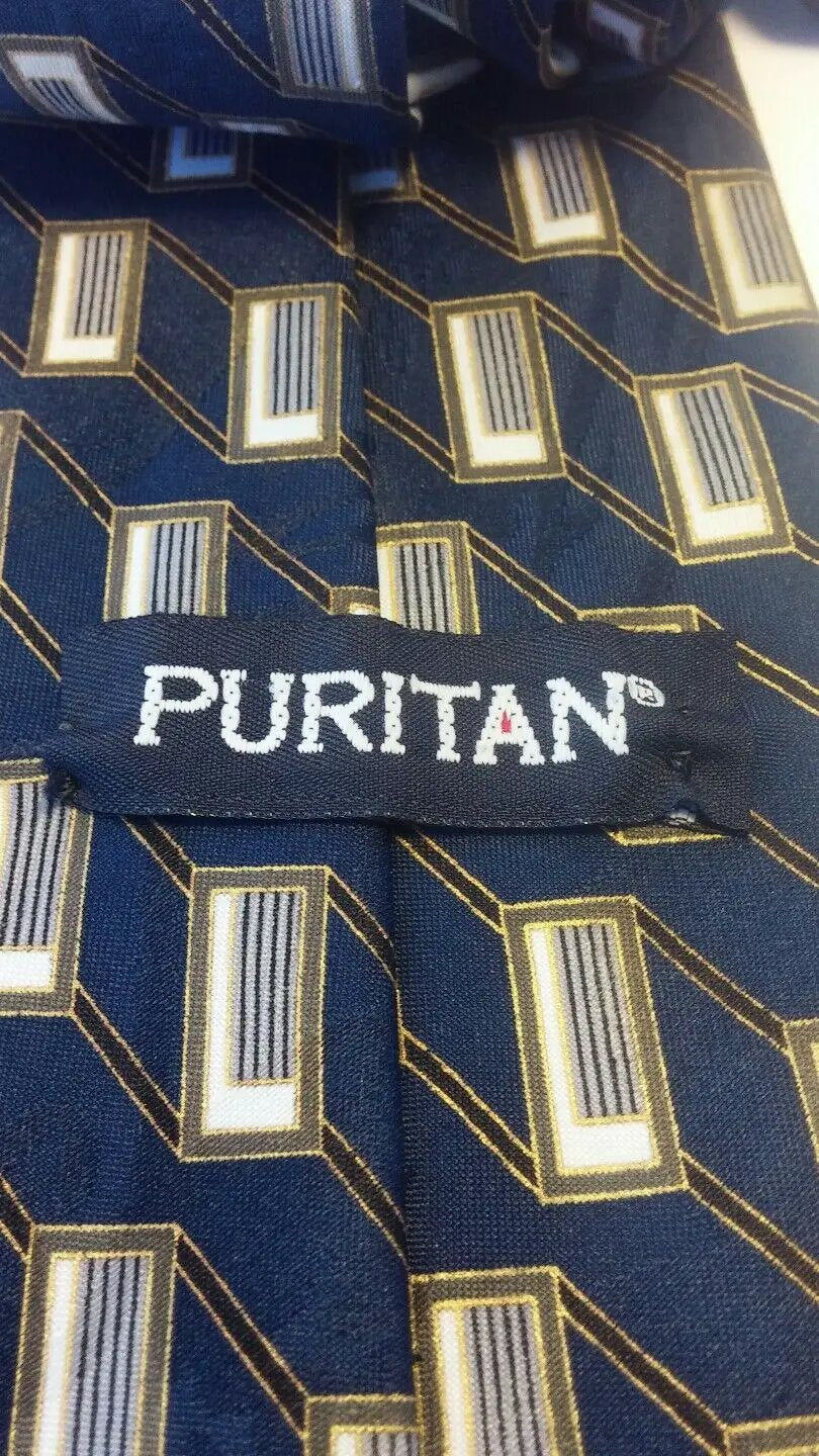MEN NECK TIES 100% ITALY NAVY BLUE. BROWN. . PURITAN by DALEY1DEALS,LLC.