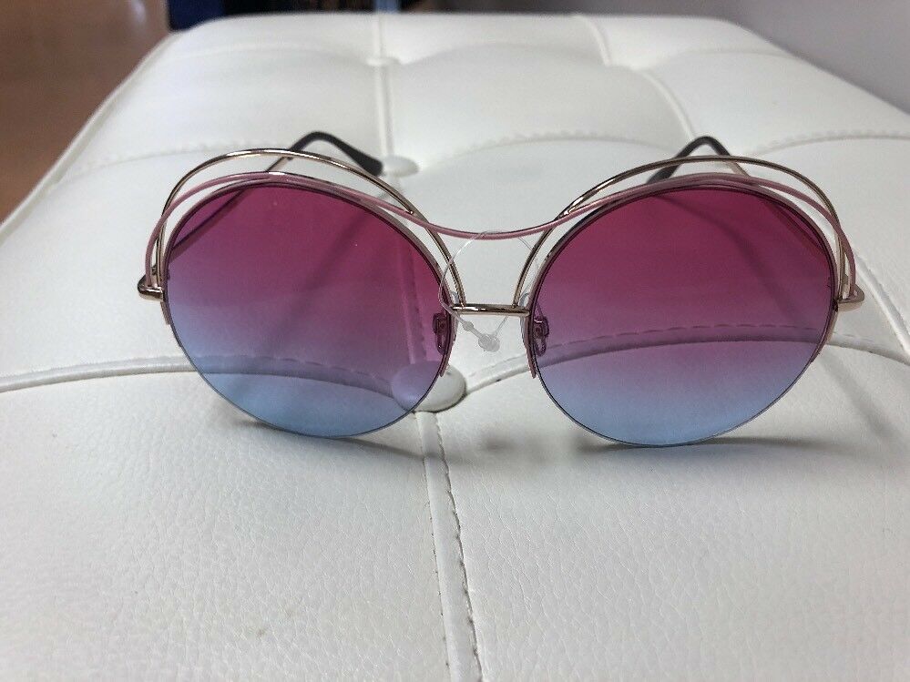 Round Oversized Gold Rim Sunglasses