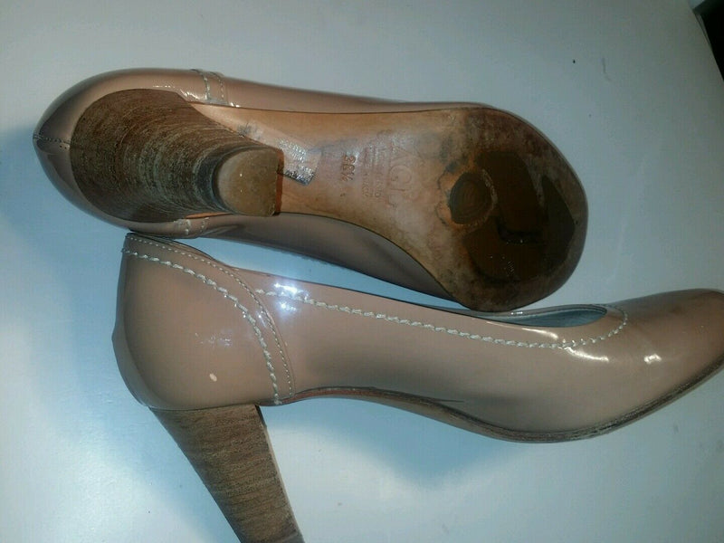 AGL Attilio Giusti Leombruni Patent Style Flex Pump Shoes 8 38.5 Nude $310 FBB