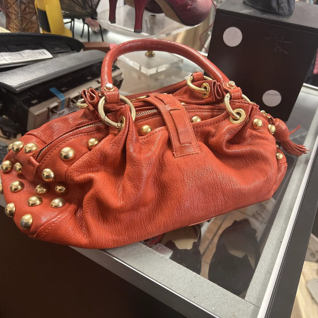 Love Moschino Barrel Hand bag women Orange lined interior Studded by Love Moschino