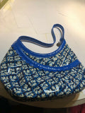 Vera Bradley Frill HOTSY TOTSY HOBO shoulder Purse Bag Blue Lagoon EUC