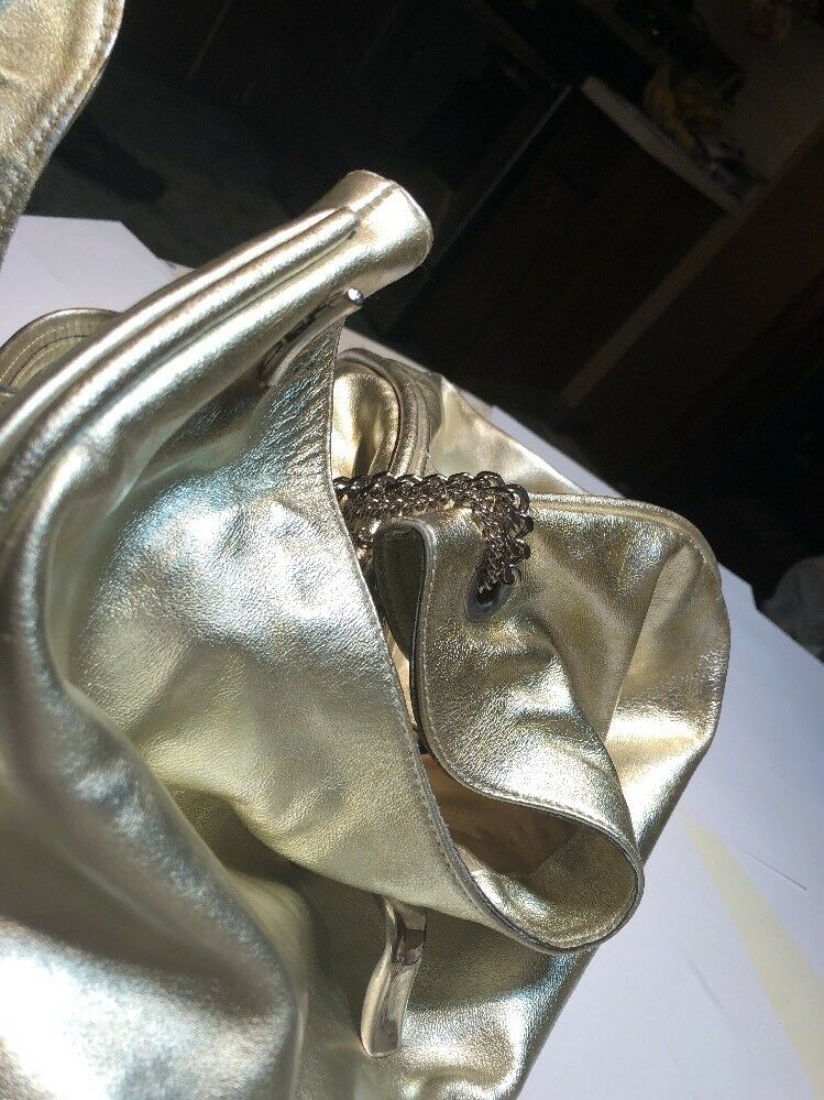 Ph+39 Gold Leather Large Handbag