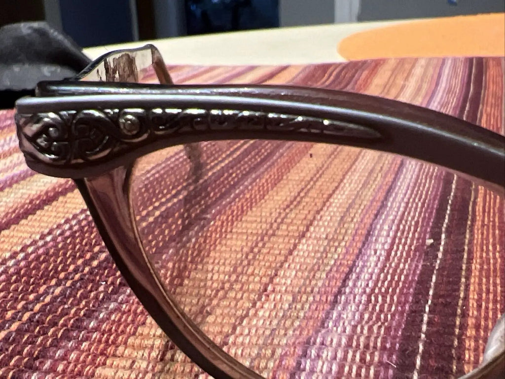 Cat Eye'-Silver on Silver-Vintage Eye Glass Frames-UOC-Aluminum-(4-5 1/2)-U.S.A by UOC