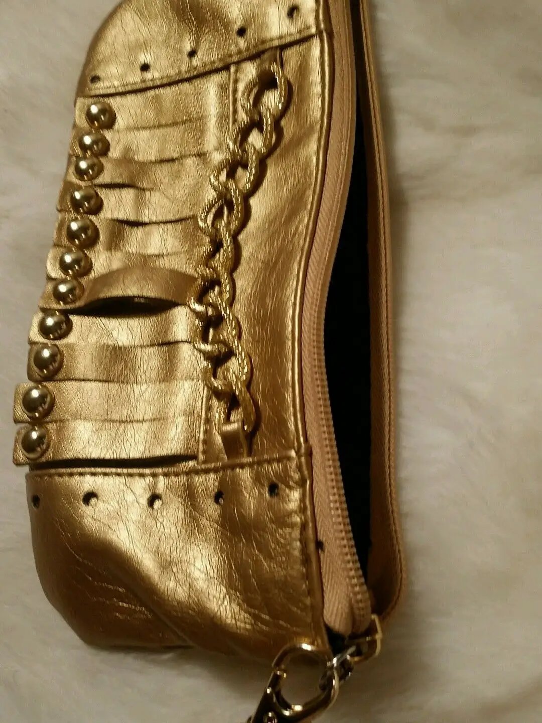 candies gold bling wristlet with chain and fringe design by candies