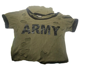 Vintage 90s Single Stitch Distressed Army Brown Tee Shirt Size Small Medium