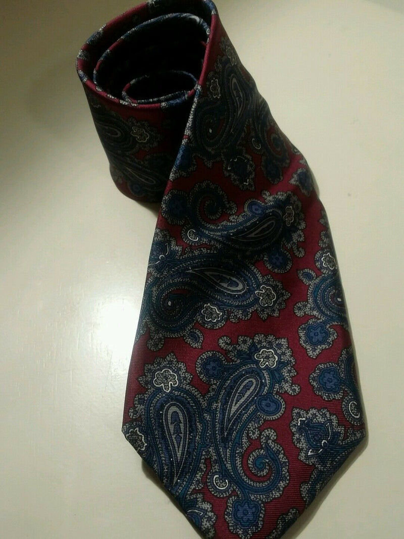 CHRISTIAN DIOR MONSIEUR RED BLUE FLORAL PAISLEY SILK NECKTIE TIE MOC0516A #T20