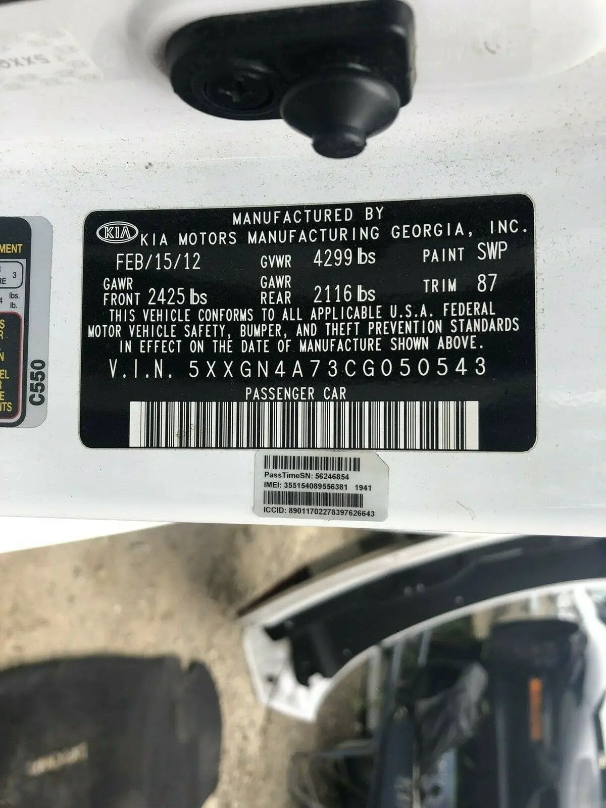 2011 -14 KIA OPTIMA TRUNK LID DECK REAR GATE DOOR Driver/passenger Tail Light OE by KIA