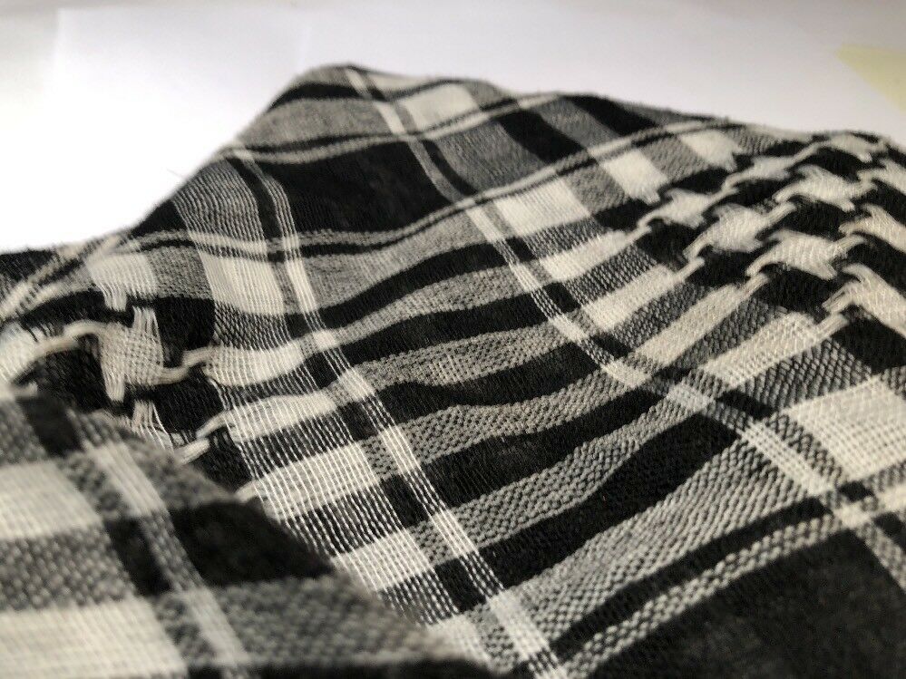 Collar Scarf Poncho With Fringe Black & White