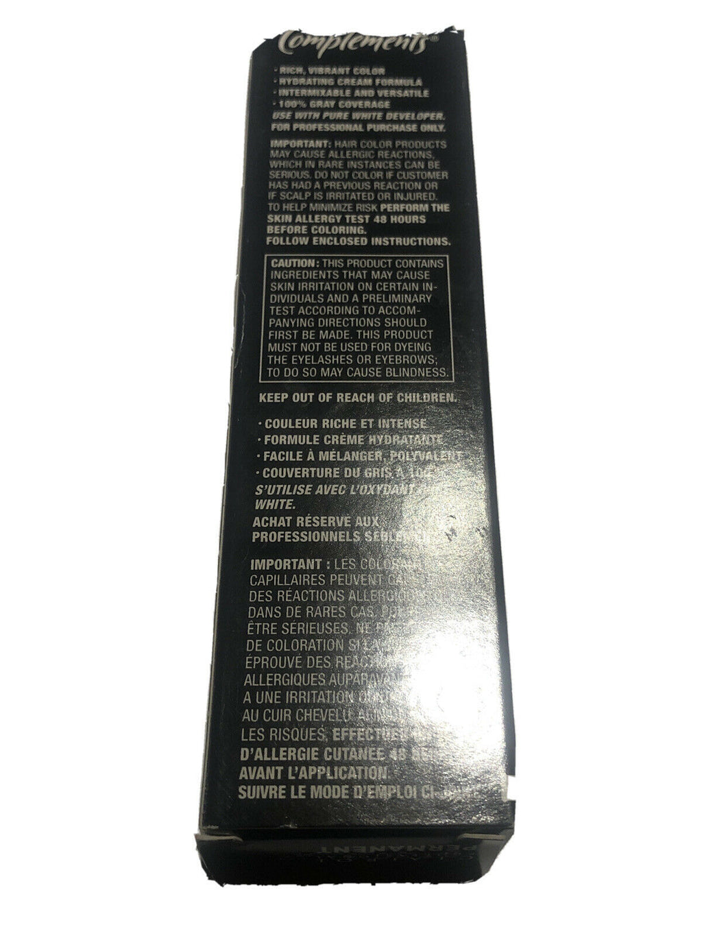 Clariol Professionals Complements 1A Black Demi Color Cream Hair Color