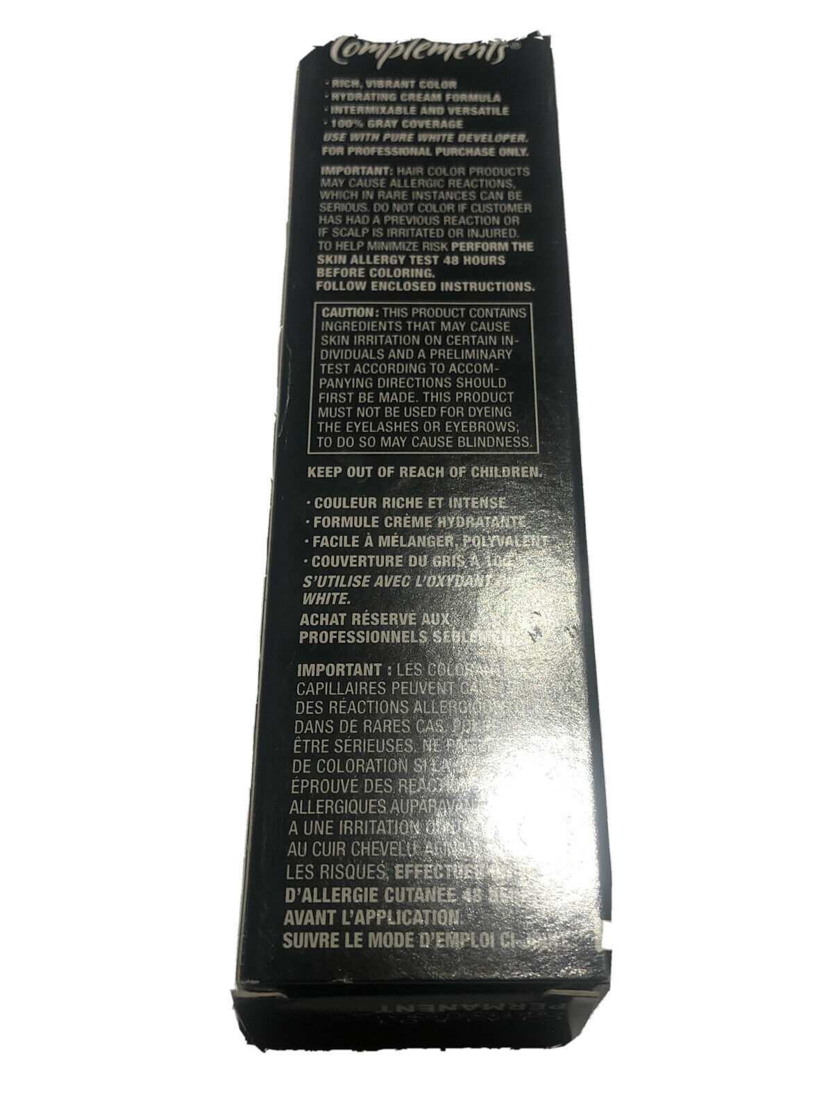 Clariol Professionals Complements 1A Black Demi Color Cream Hair Color