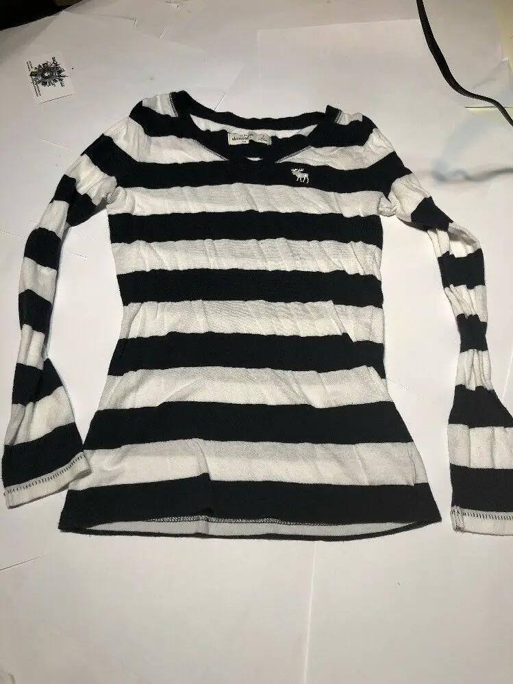 abercrombie+ fitch Cotton Long Sleeve Blue And White Shirt Size Small by Abercrombie & Fitch