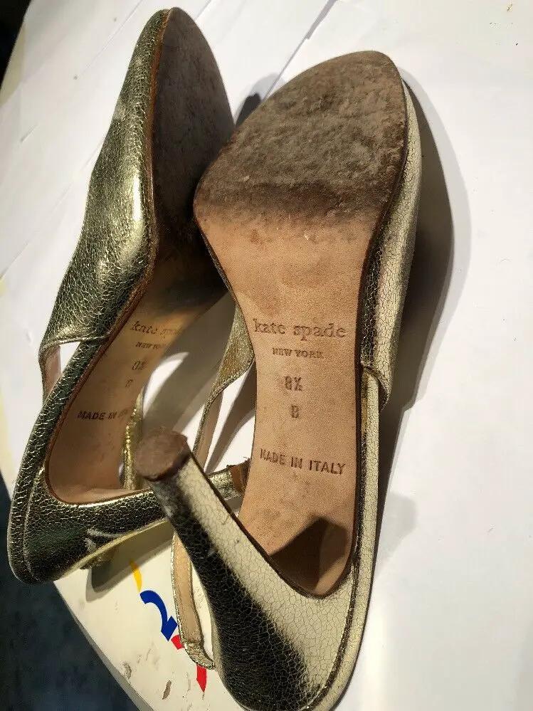 Kate Spade New York Gold Metallic Leather Slingback Pumps Size 7 1/2 B by kate spade new york