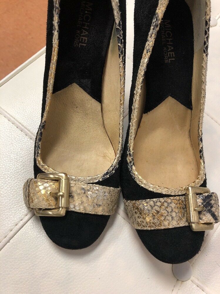 Michael Kors Black Suede Leather High Heels Shoes Pumps Size 10M