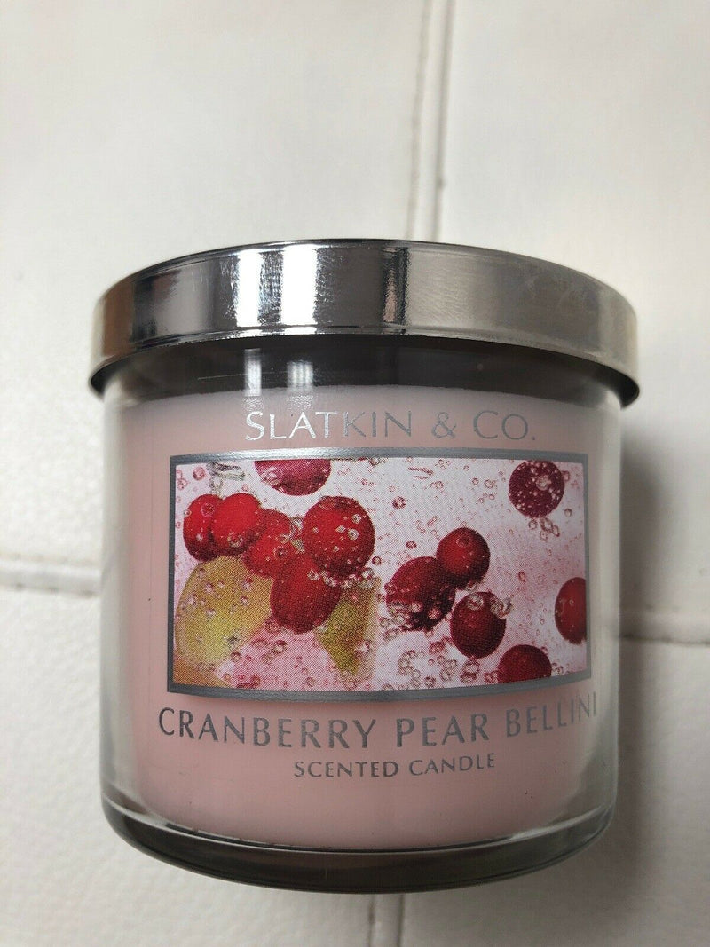 Slatkin & Co Cranberry Pear Bellini Scent Round Candle 1.6 oz  NEW